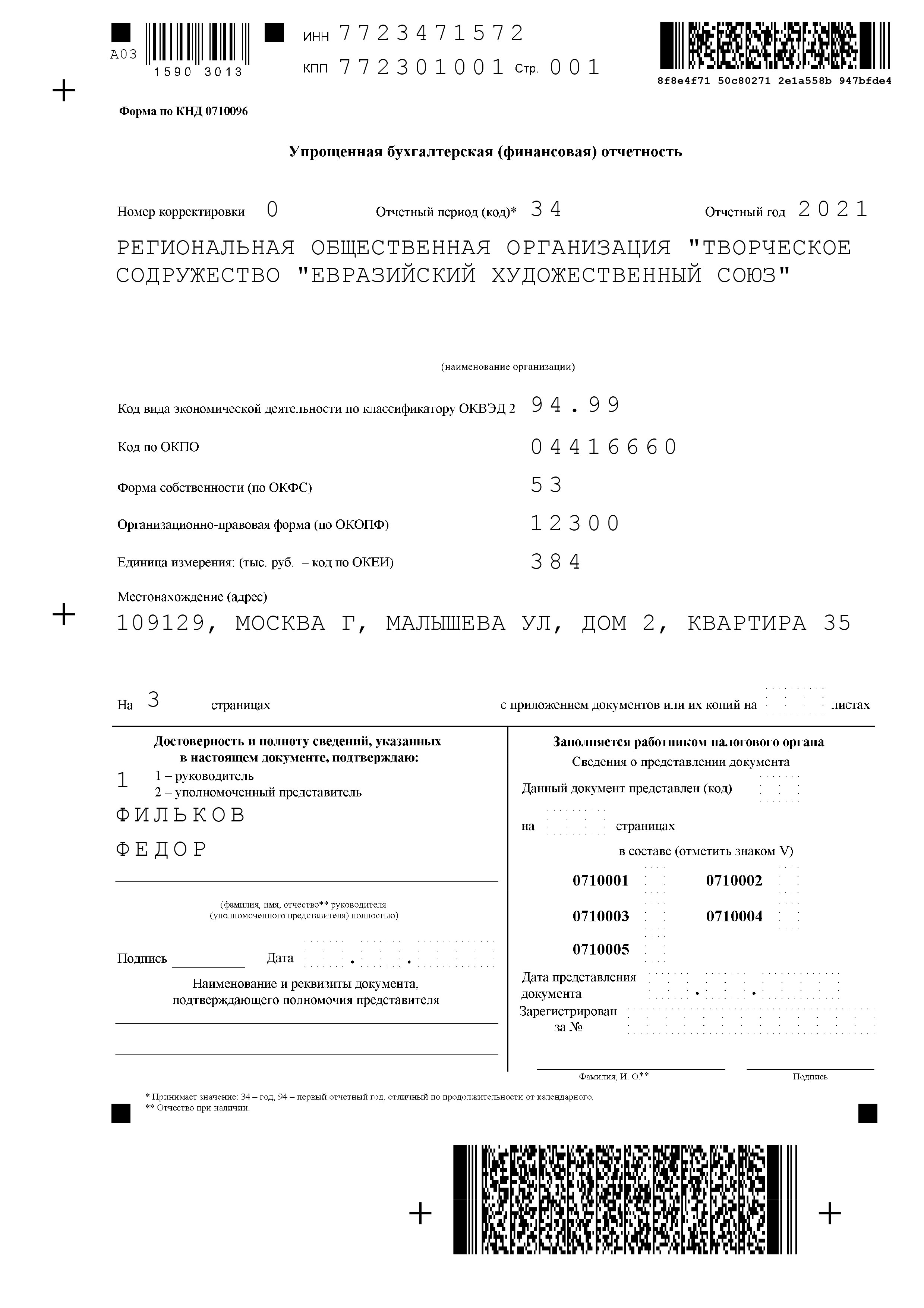 Бухгалтерская отчетность за 2021 год 1 1